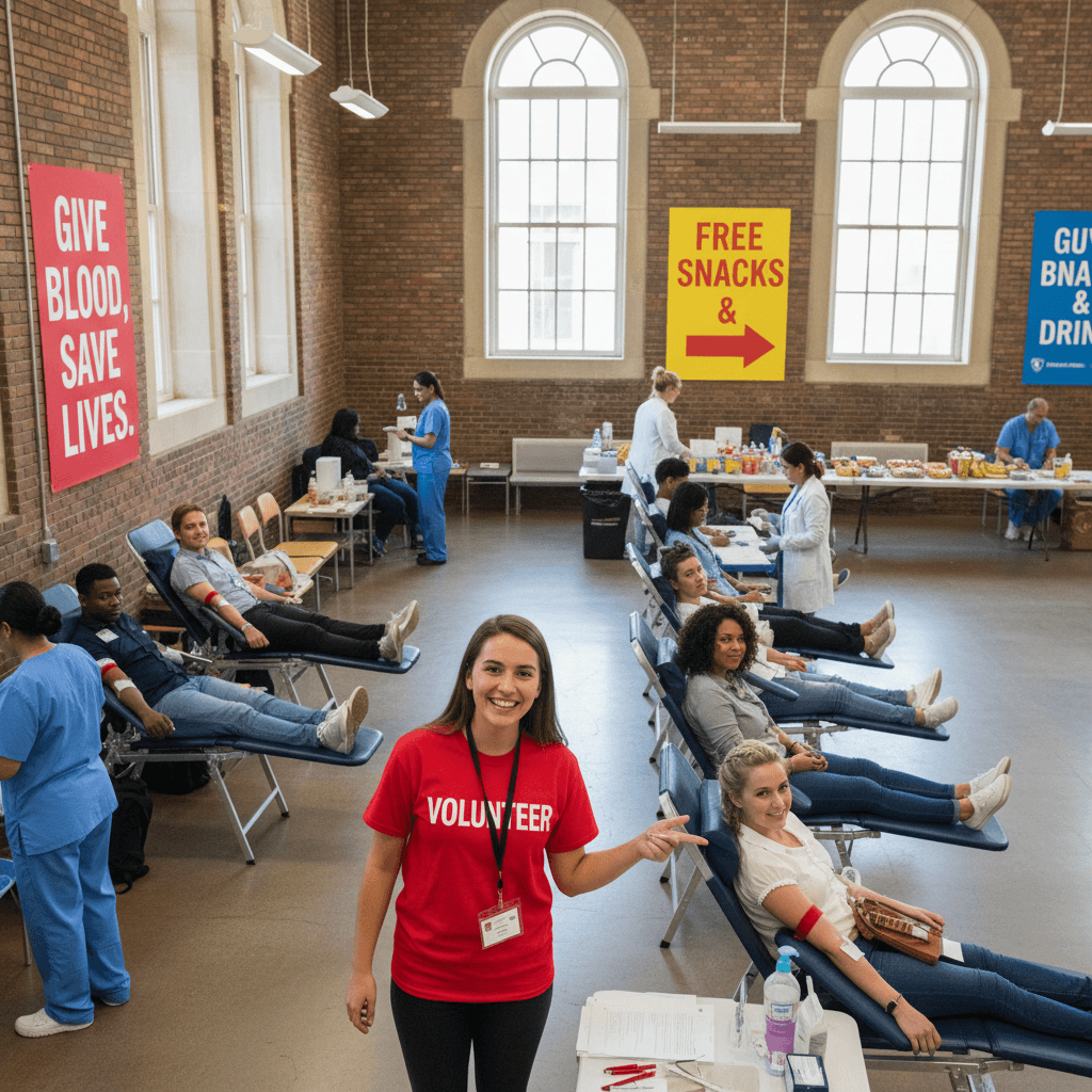 student coordinating a blood drive