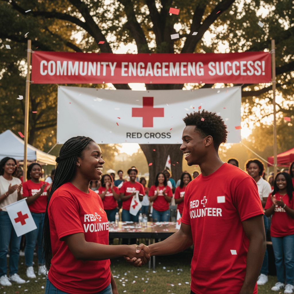 volunteers shaking hands after event