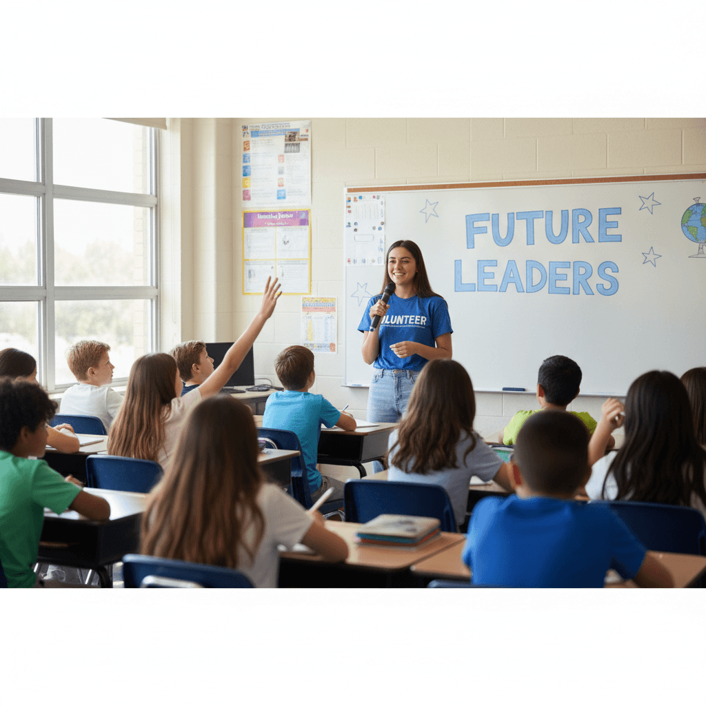 student speaking to a group